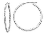 Accent Diamond In and Out Hoop Earrings in 14K White Gold (1 1/3 Inch)
